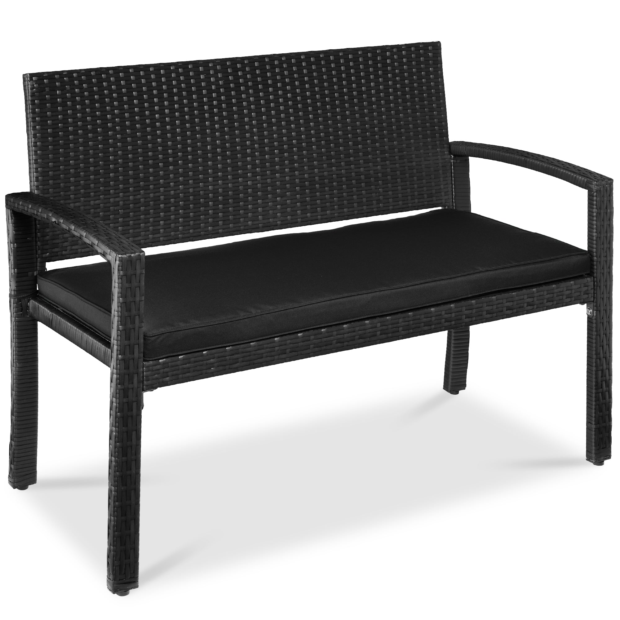 2-Person Wicker Porch Bench for Outdoor Garden with 700lb Capacity - 47in for outdoor comfort and convenience