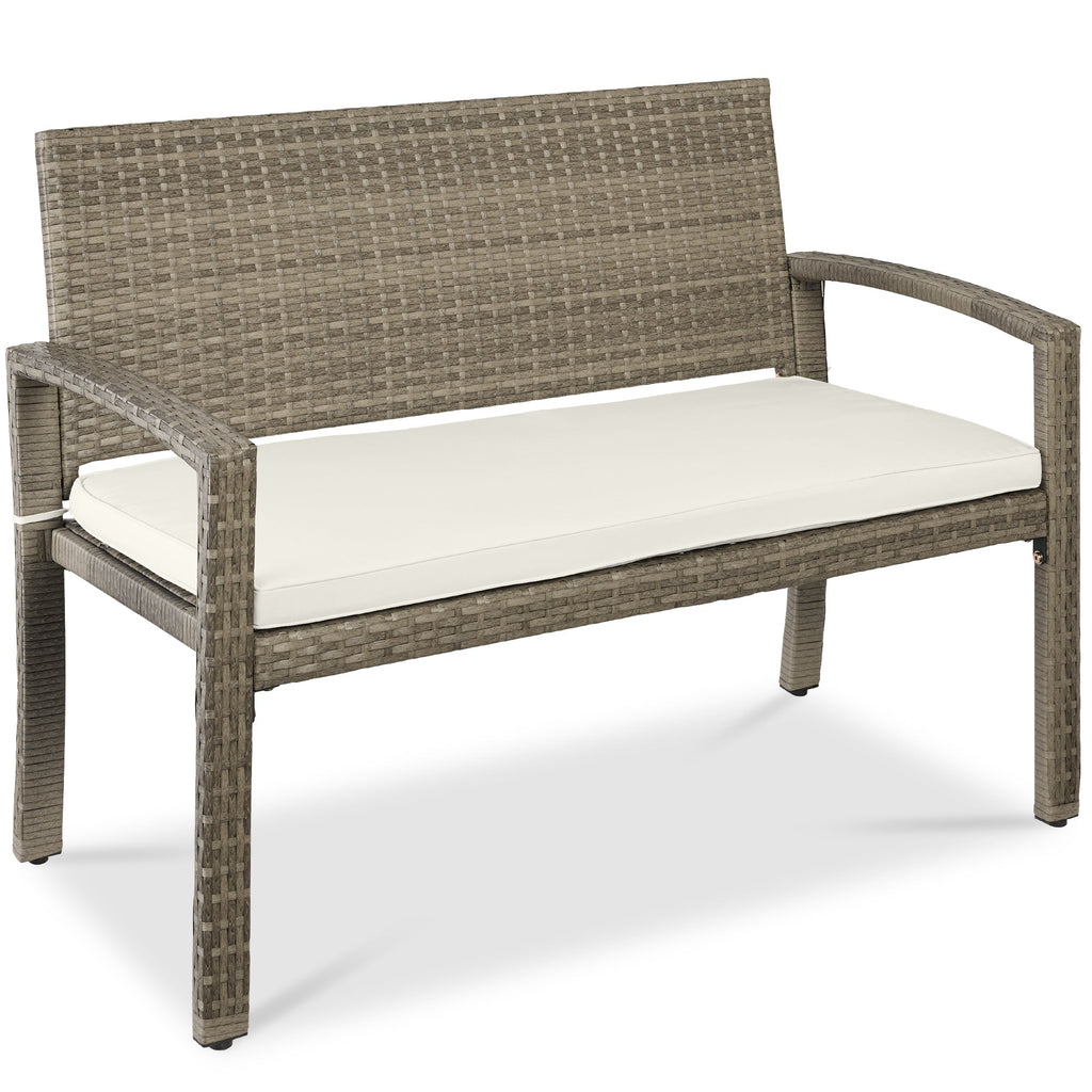 2-Person Wicker Porch Bench for Outdoor Garden with 700lb Capacity - 47in for outdoor comfort and convenience