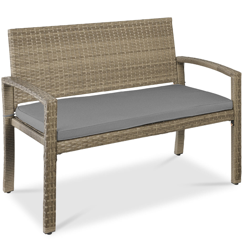 2-Person Wicker Porch Bench for Outdoor Garden with 700lb Capacity - 47in for outdoor comfort and convenience