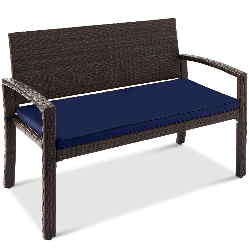 2-Person Wicker Porch Bench for Outdoor Garden with 700lb Capacity - 47in for outdoor comfort and convenience