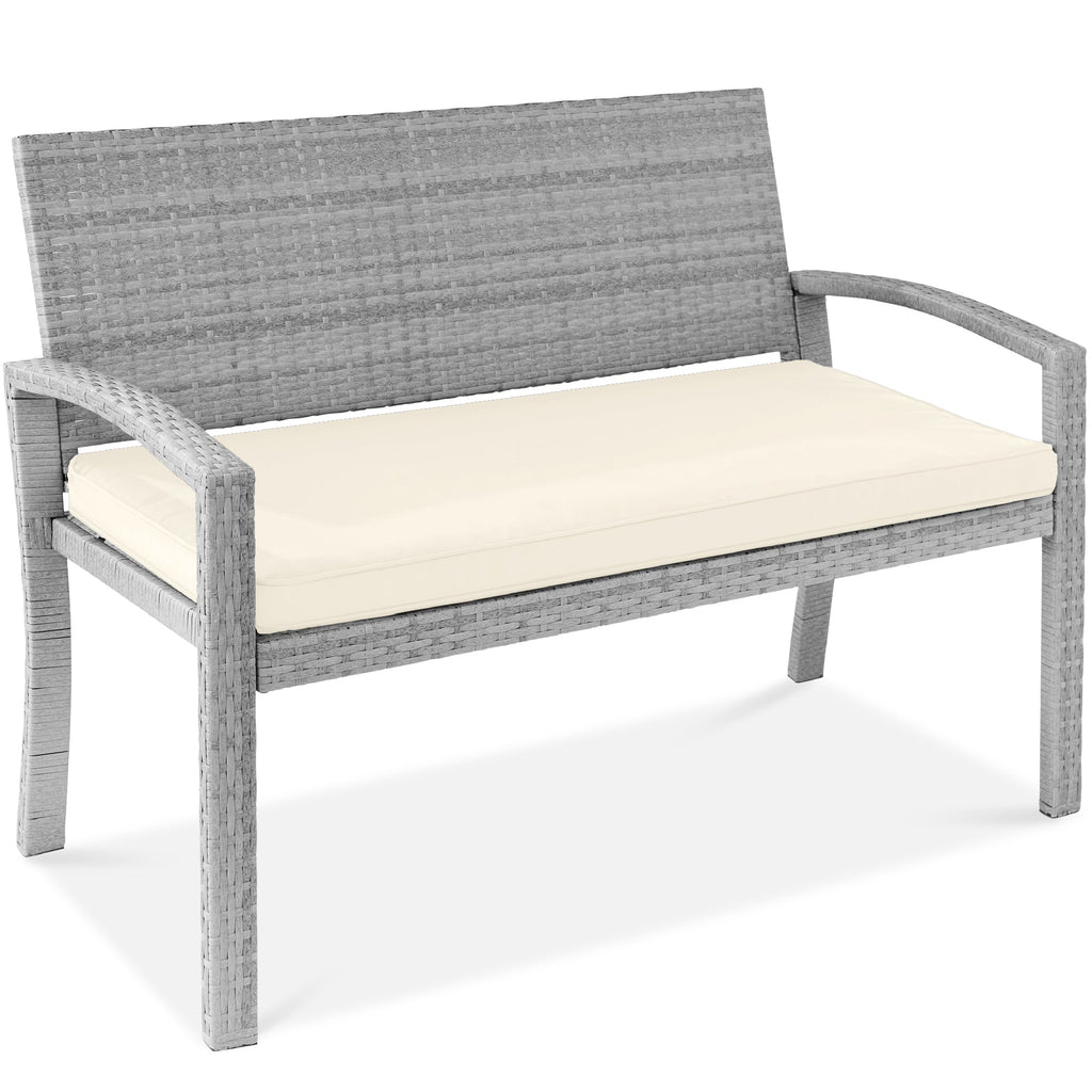 2-Person Wicker Porch Bench for Outdoor Garden with 700lb Capacity - 47in for outdoor comfort and convenience