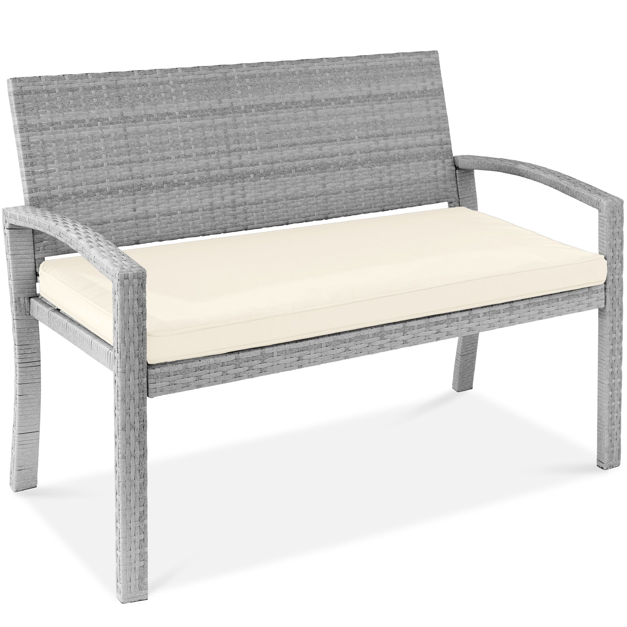 2-Person Wicker Porch Bench for Outdoor Garden with 700lb Capacity - 47in for outdoor comfort and convenience