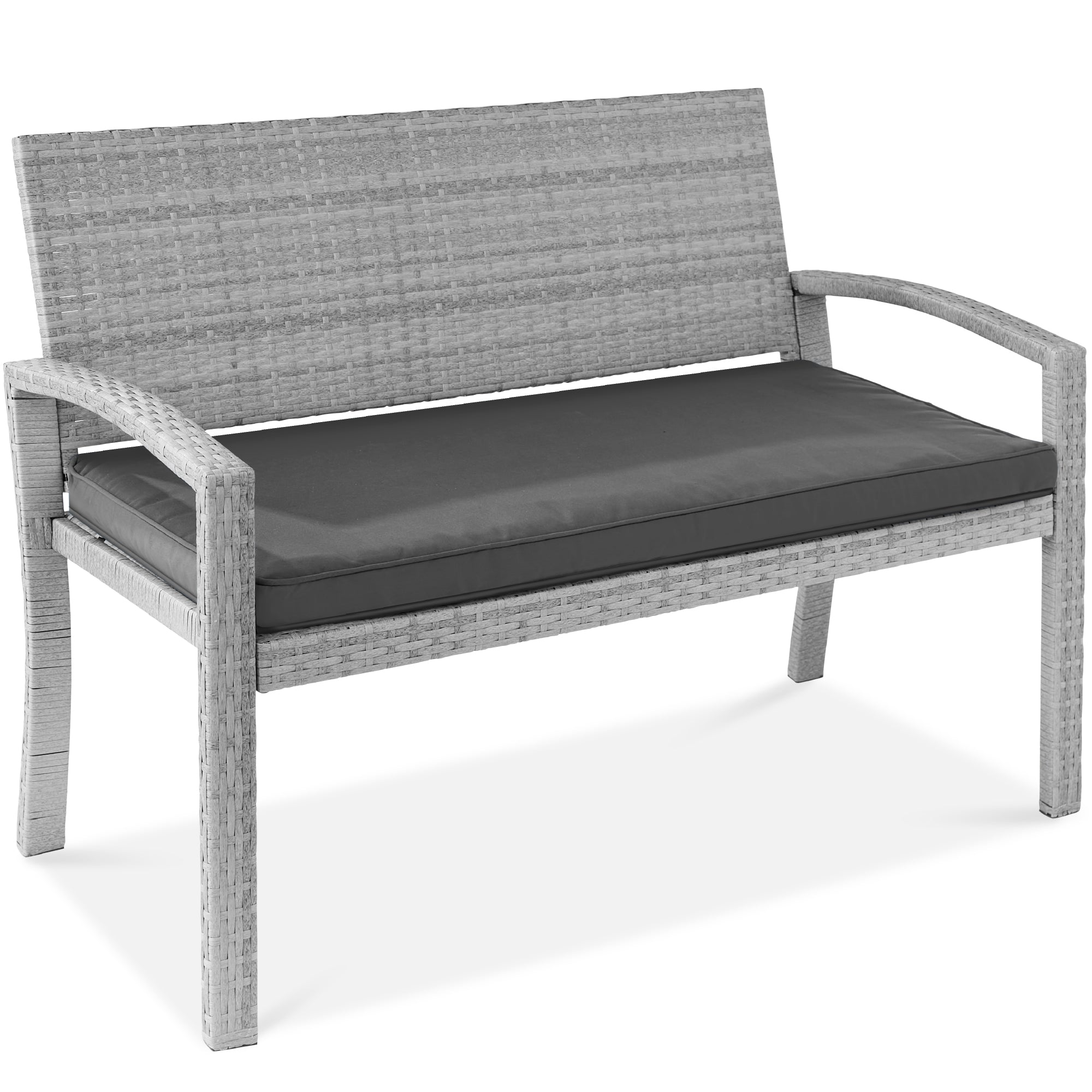 2-Person Wicker Porch Bench for Outdoor Garden with 700lb Capacity - 47in for outdoor comfort and convenience