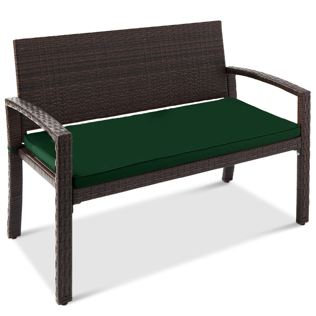 2-Person Wicker Porch Bench for Outdoor Garden with 700lb Capacity - 47in for outdoor comfort and convenience