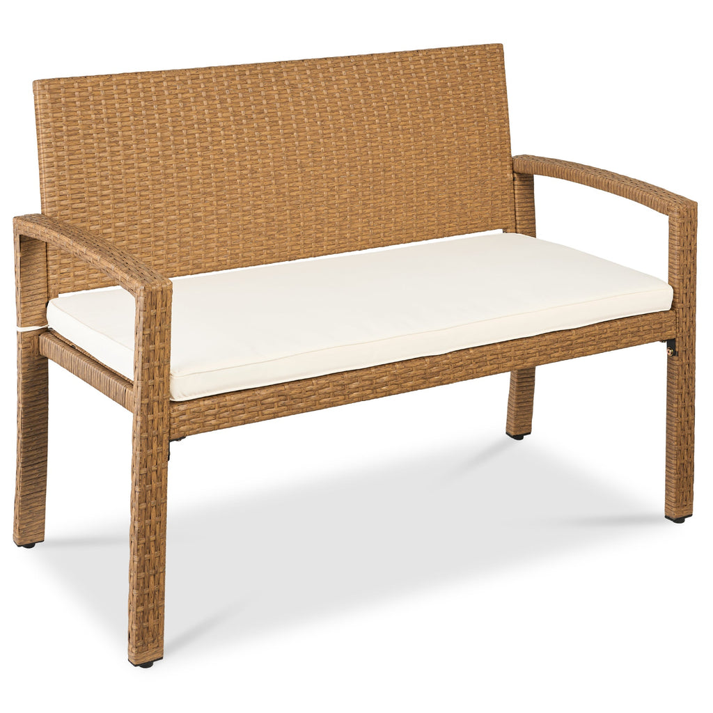 2-Person Wicker Porch Bench for Outdoor Garden with 700lb Capacity - 47in for outdoor comfort and convenience