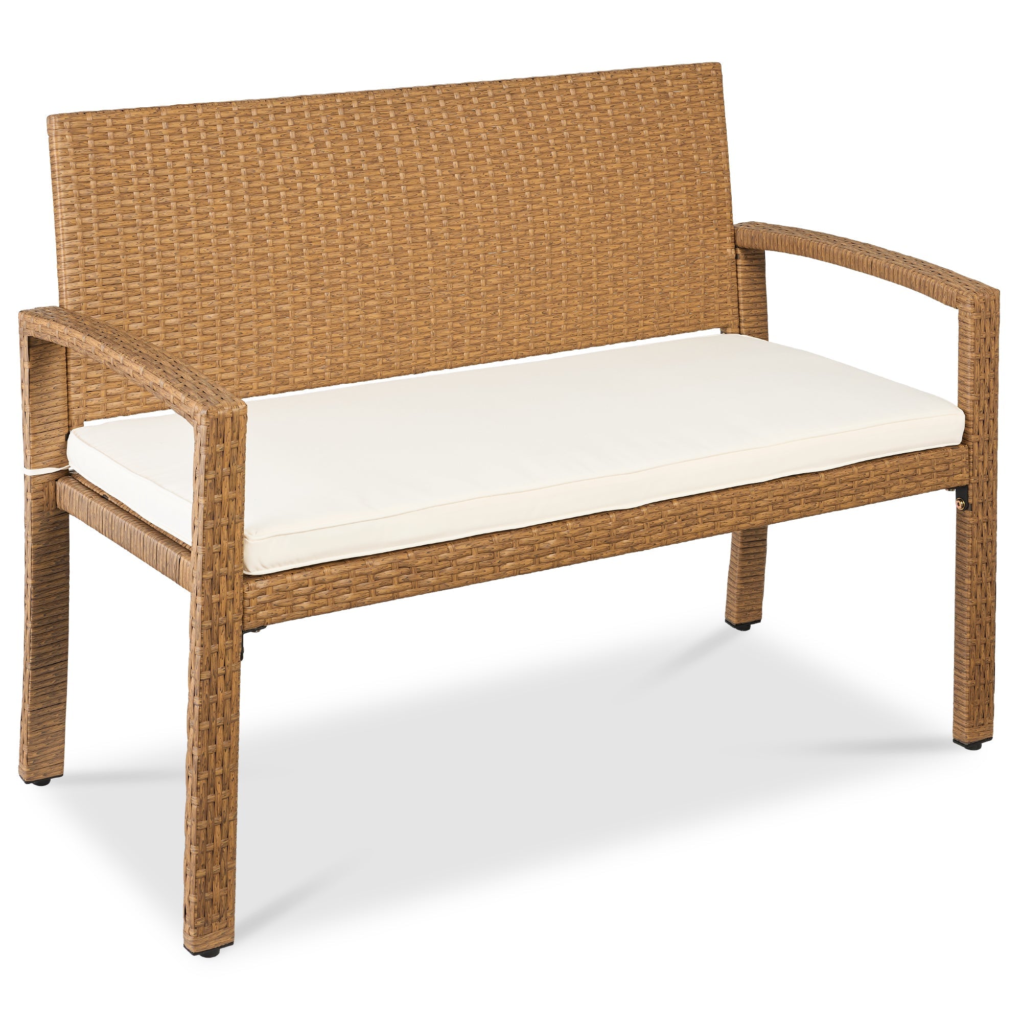 2-Person Wicker Porch Bench for Outdoor Garden with 700lb Capacity - 47in for outdoor comfort and convenience