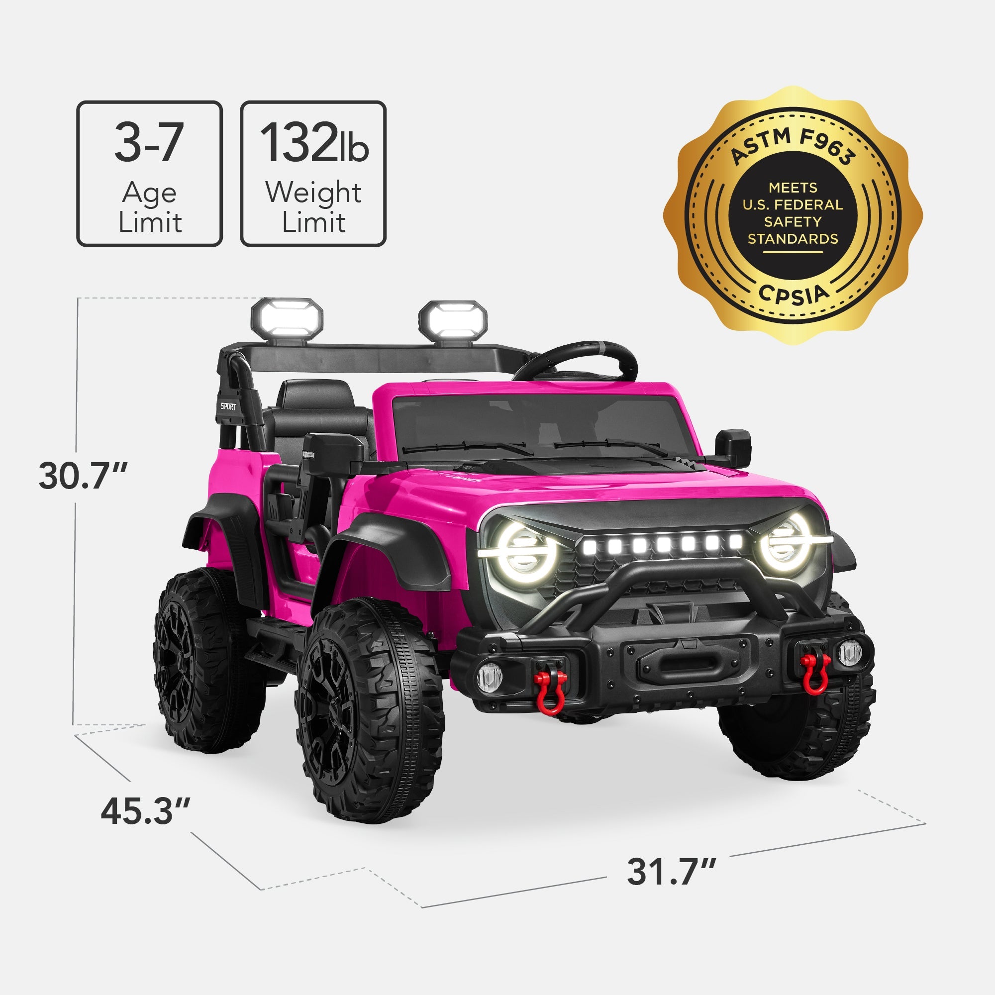 24V 2-Seater Electric Ride-On Car Truck with Parent Control Bluetooth designed for kids' playtime and gifts