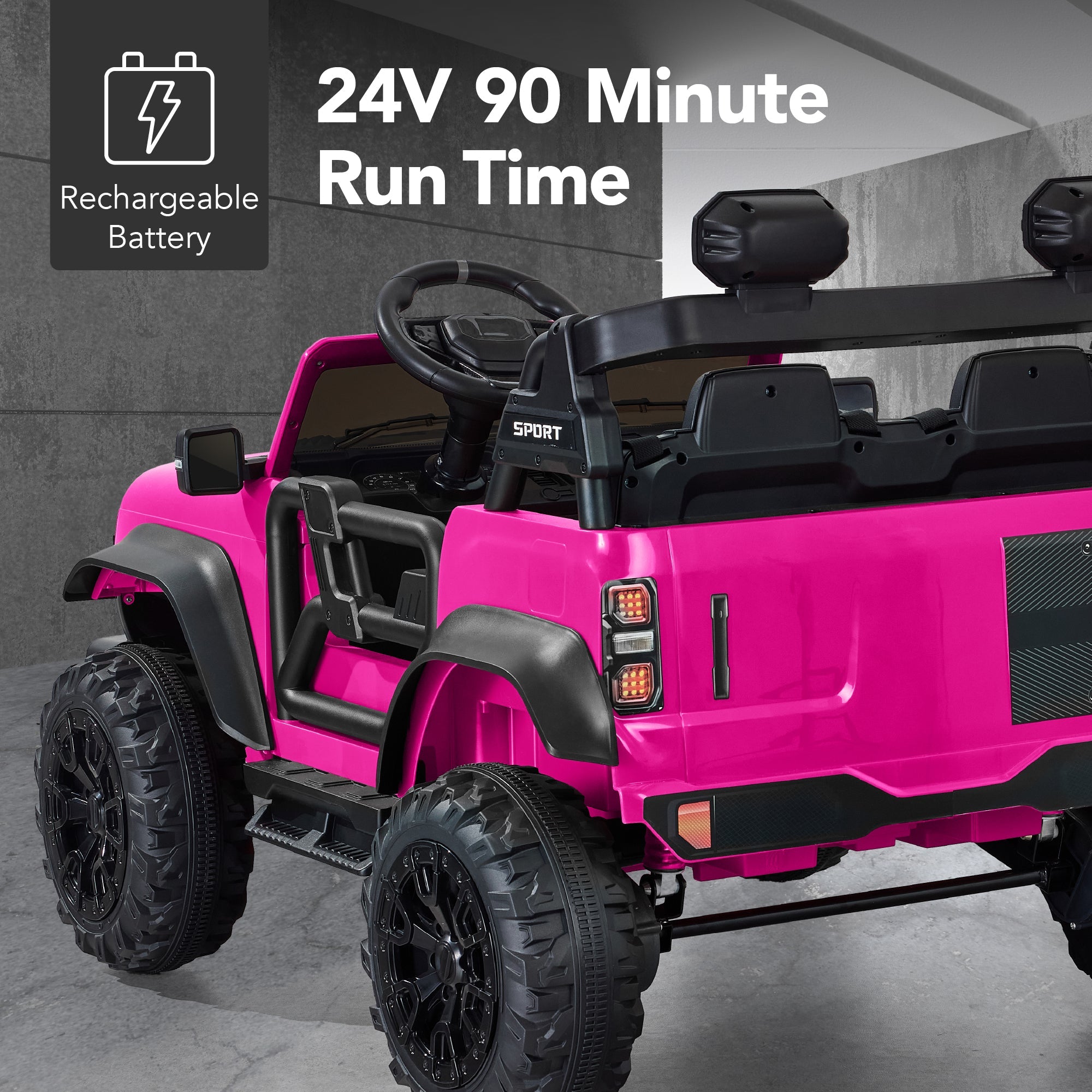 24V 2-Seater Electric Ride-On Car Truck with Parent Control Bluetooth designed for kids' playtime and gifts